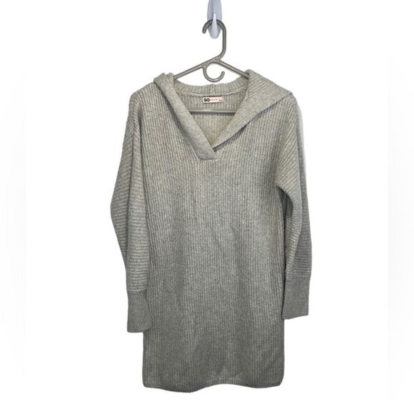 SO Knit Sweater Dress Long sleeve with hood a line super soft and cozy Small - Picture 1 of 12